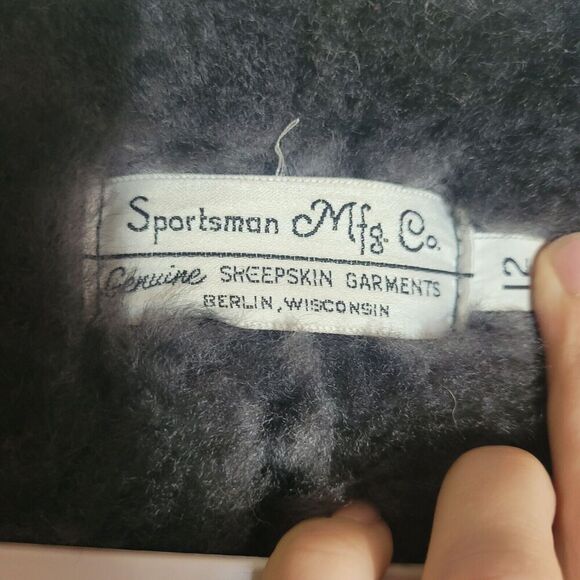 Sportsman Mfg Sheepskin Penny Lane Coat Women's Size 12 Gray Heavy Warm Vintage - Picture 9 of 12